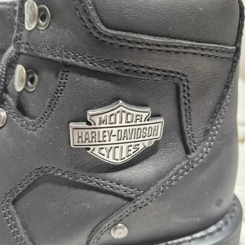 Harley-Davidson Mens D96098 Black Leather Side Zip Motorcycle Boots Size 8.5 M